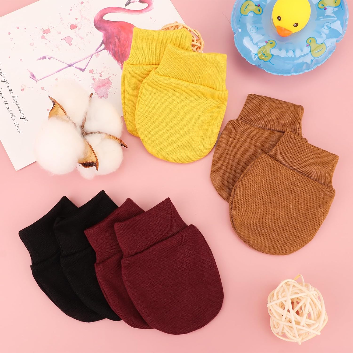 Newborn Baby Mittens No Scratch Cotton Elastic Wrist Gloves Infant Toddler Mittens for Baby Boy