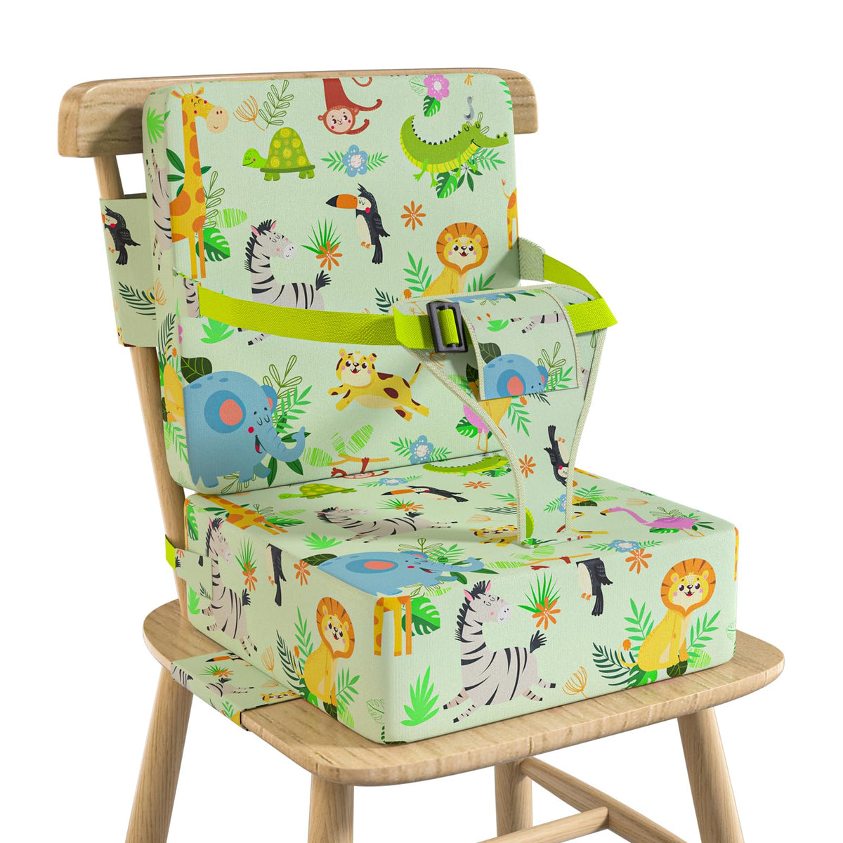 Vahlbeste Booster Seat for Kitchen Chair with Backrest & 4 Adjustable Straps, Portable TPU