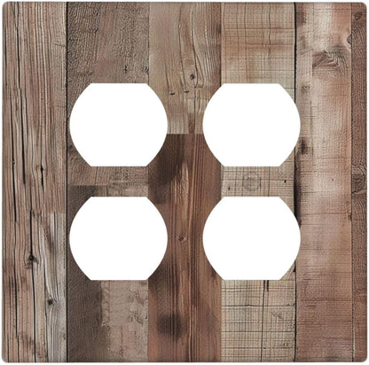 Decorative Outlet Covers Retro Wood Plank Vintaga Wooden Board 2 Gang Wall Plate Cover Double