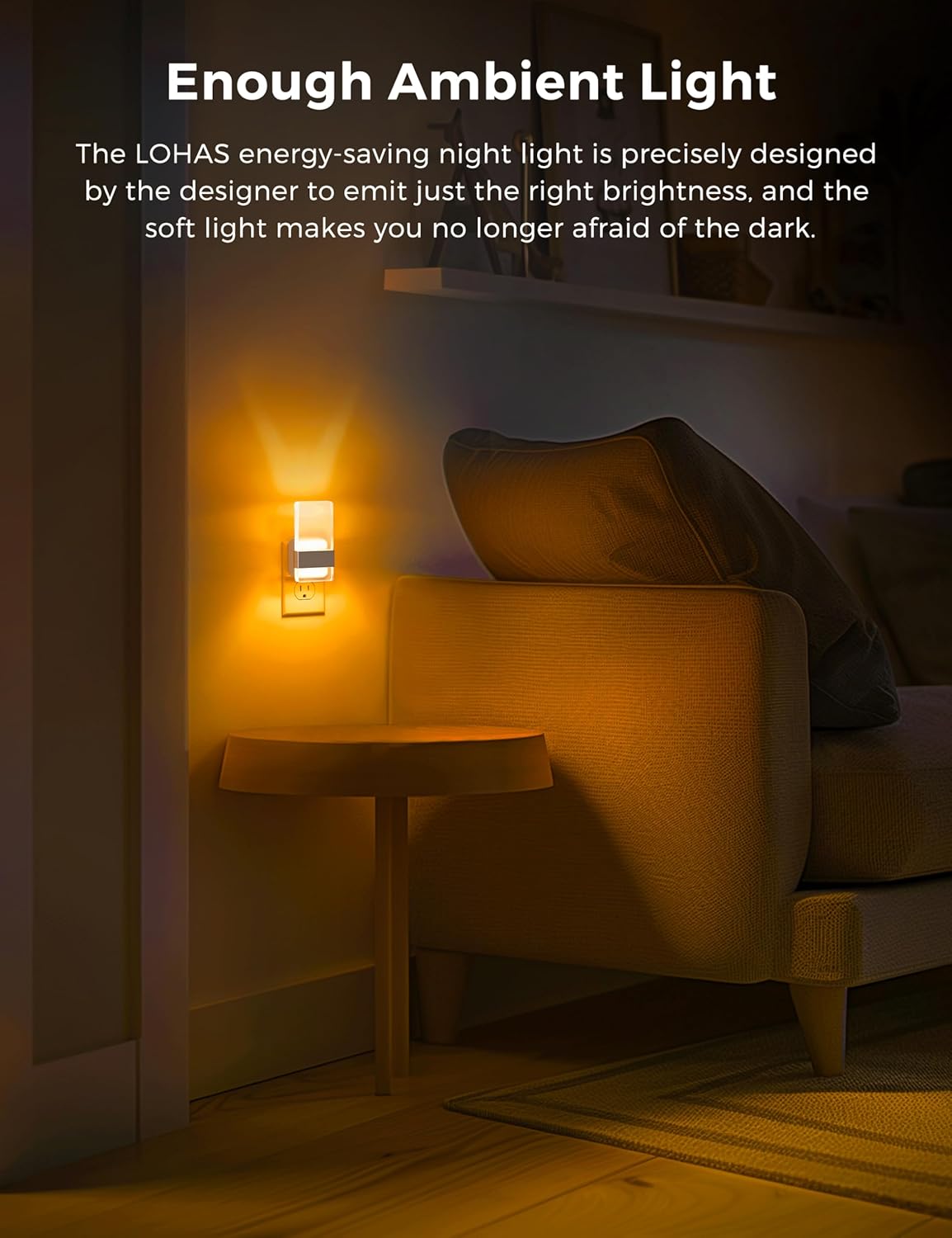 L LOHAS LED Night Light, Amber Night Lights Plug Into Wall, Dusk-to-Dawn Sensor Decorative Night