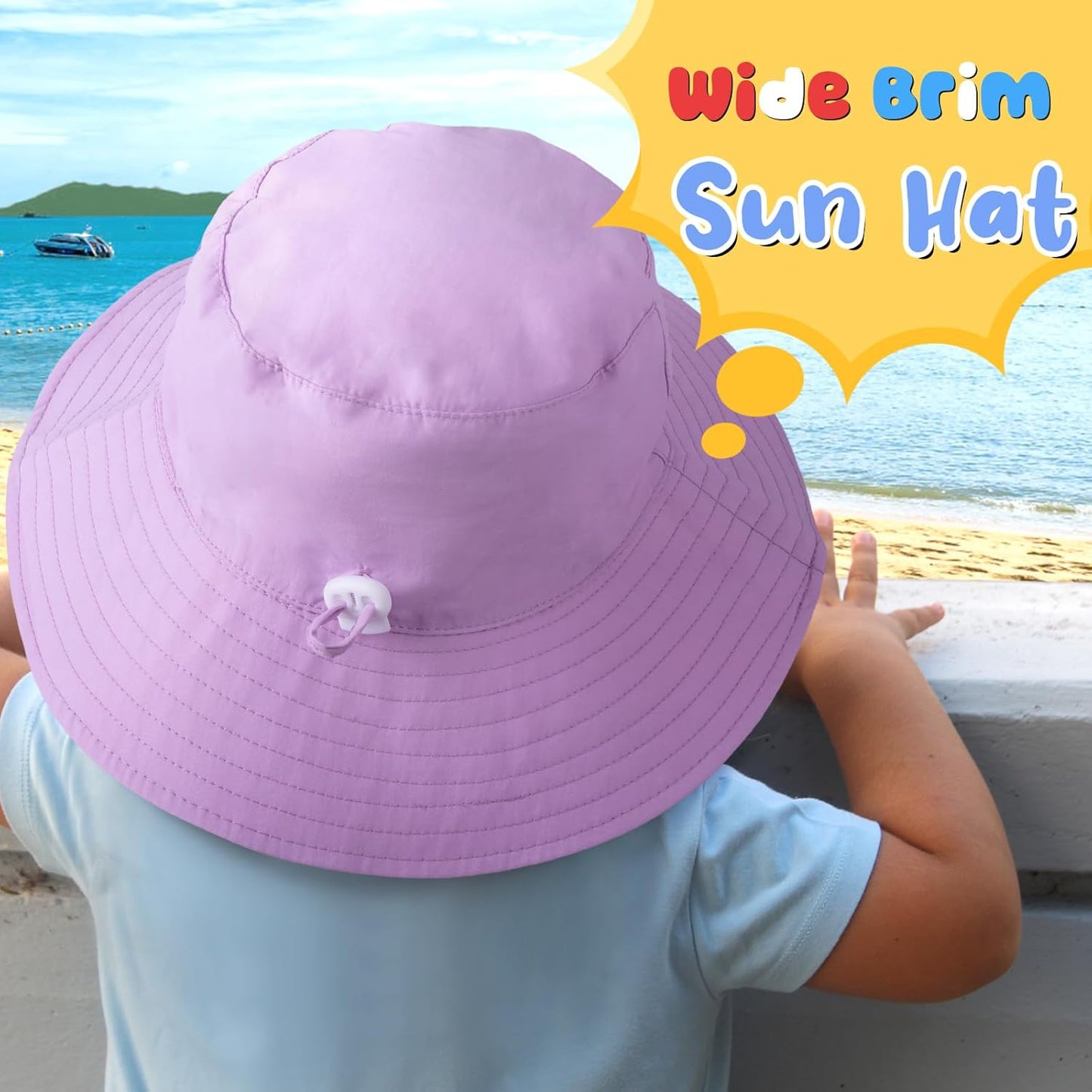 Baby Sun Hat Kids Summer UPF 50+ Toddler Bucket Hat Wide Brim Adjustable Beach Hats for Boys Girls