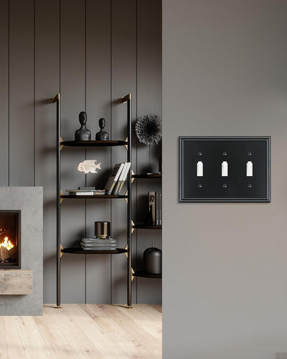 2-Pack Triple Toggle Light Switch Cover Plate, Durable Solid Zinc Alloy Decorative Switch Plate