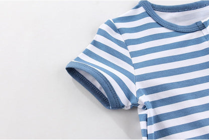 2 Pack Unisex Baby Short Sleeve Rompers 2 Way Zipper New Born One-Piece Jumpsuits 0-24Months Infant