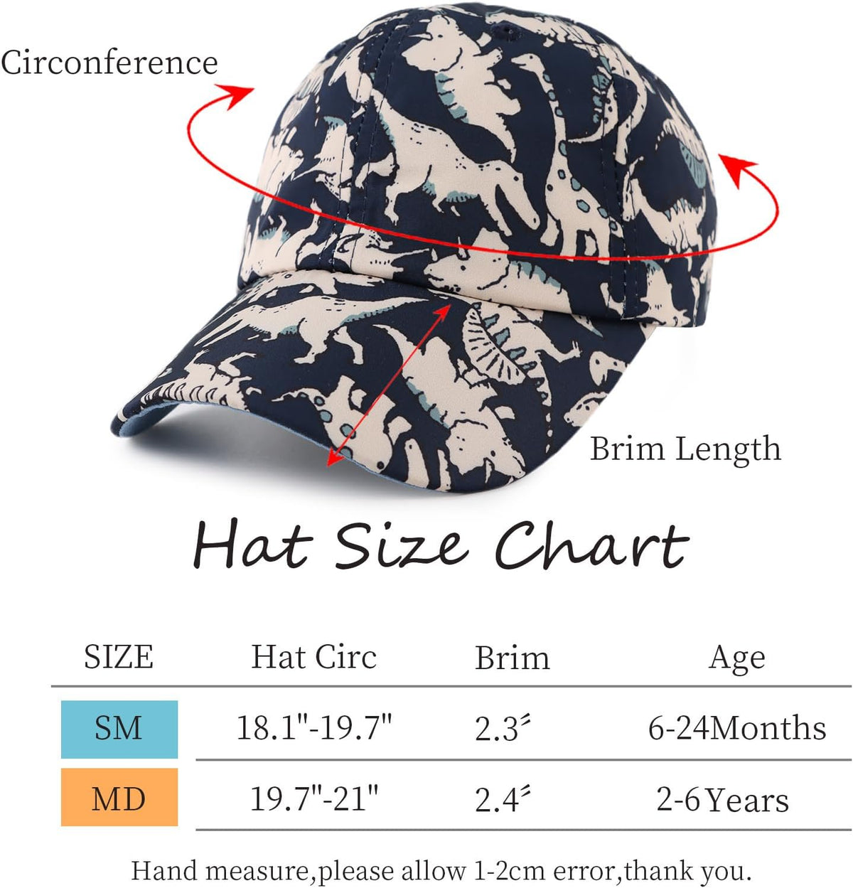 JANGANNSA Dinosaur Boys Girls Caps Embroidery Baby Baseball Caps Cotton Infant Toddler Kids Hat