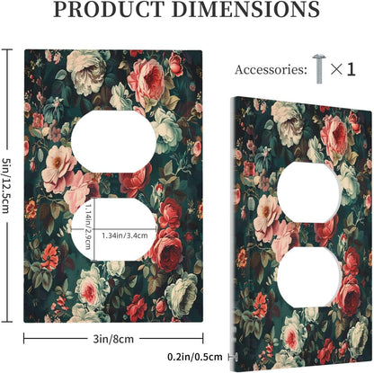 Outlet Covers Baroque Vintage Peony Flower Floral 1 Gang Duplex Wall Plate Decorative Switch Plates