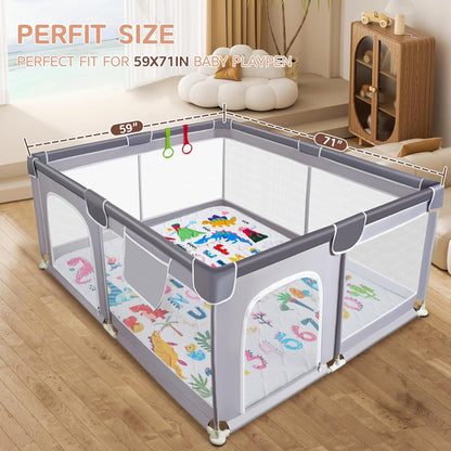 Baby Play Mat - Thicken 71x59 Inch Soft Foam Crawling Mat for Playpen & Floor, Non-Slip Waterproof