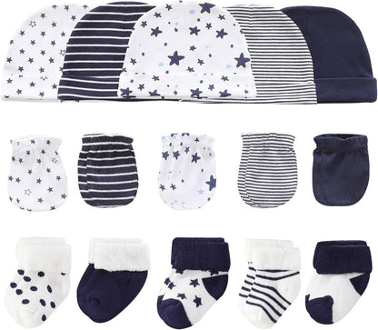 Baby Hats Mittens and Socks Set Cotton Newborn Hat Beanie Soft Infant Girls Boys Caps Gloves 0-6
