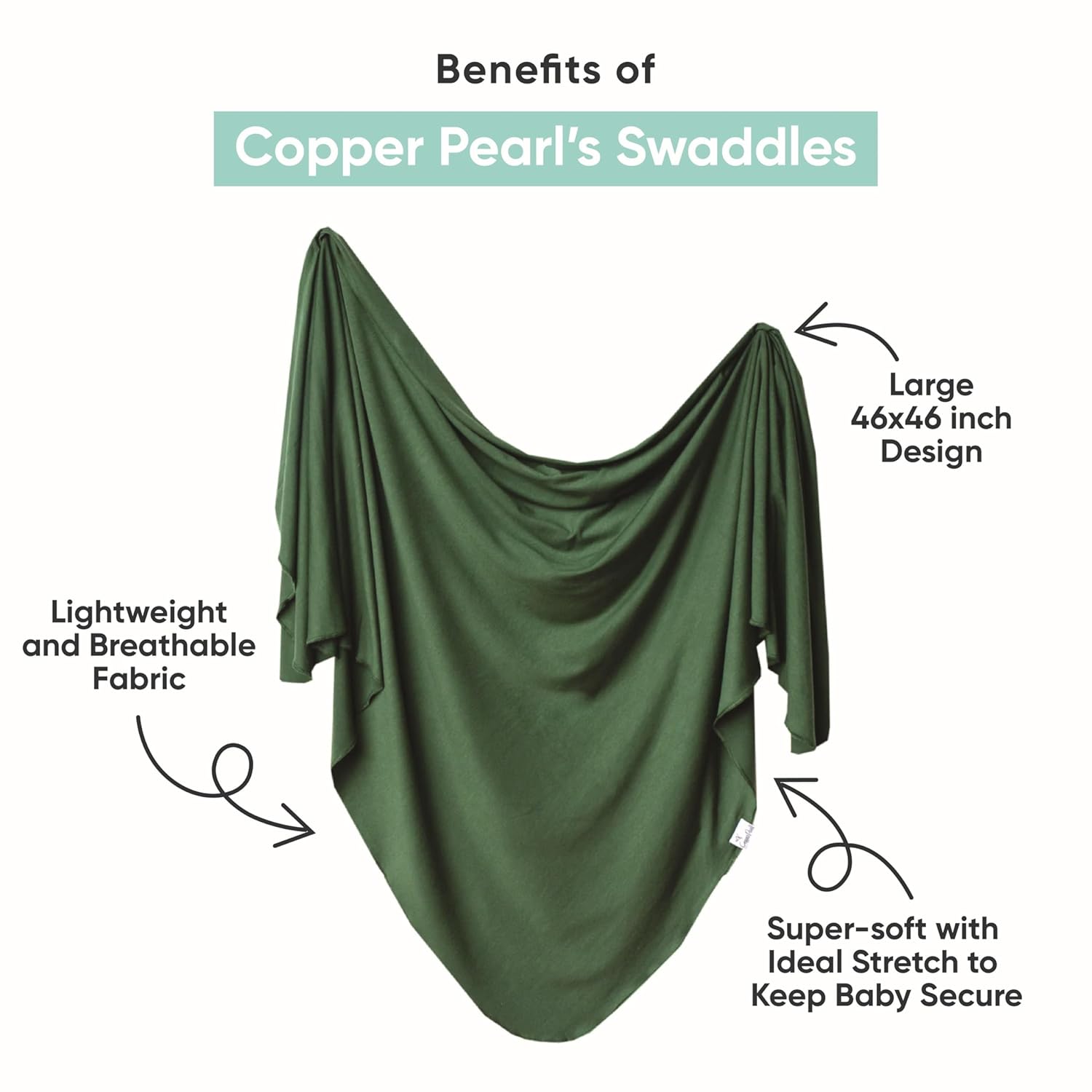 Copper Pearl Large Premium Knit Baby Swaddle Receiving Blanket Fern