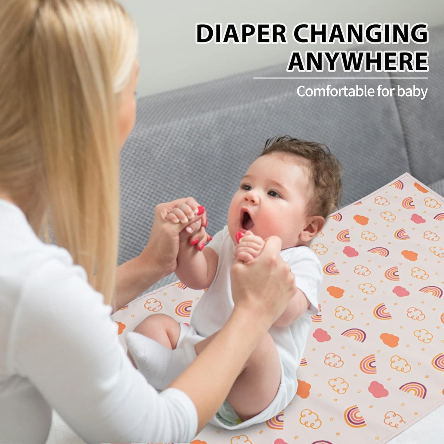 Vegan Leather Baby Changing Mat - Wipeable Portable Changing Pad, Foldable Travel Changing Mat for