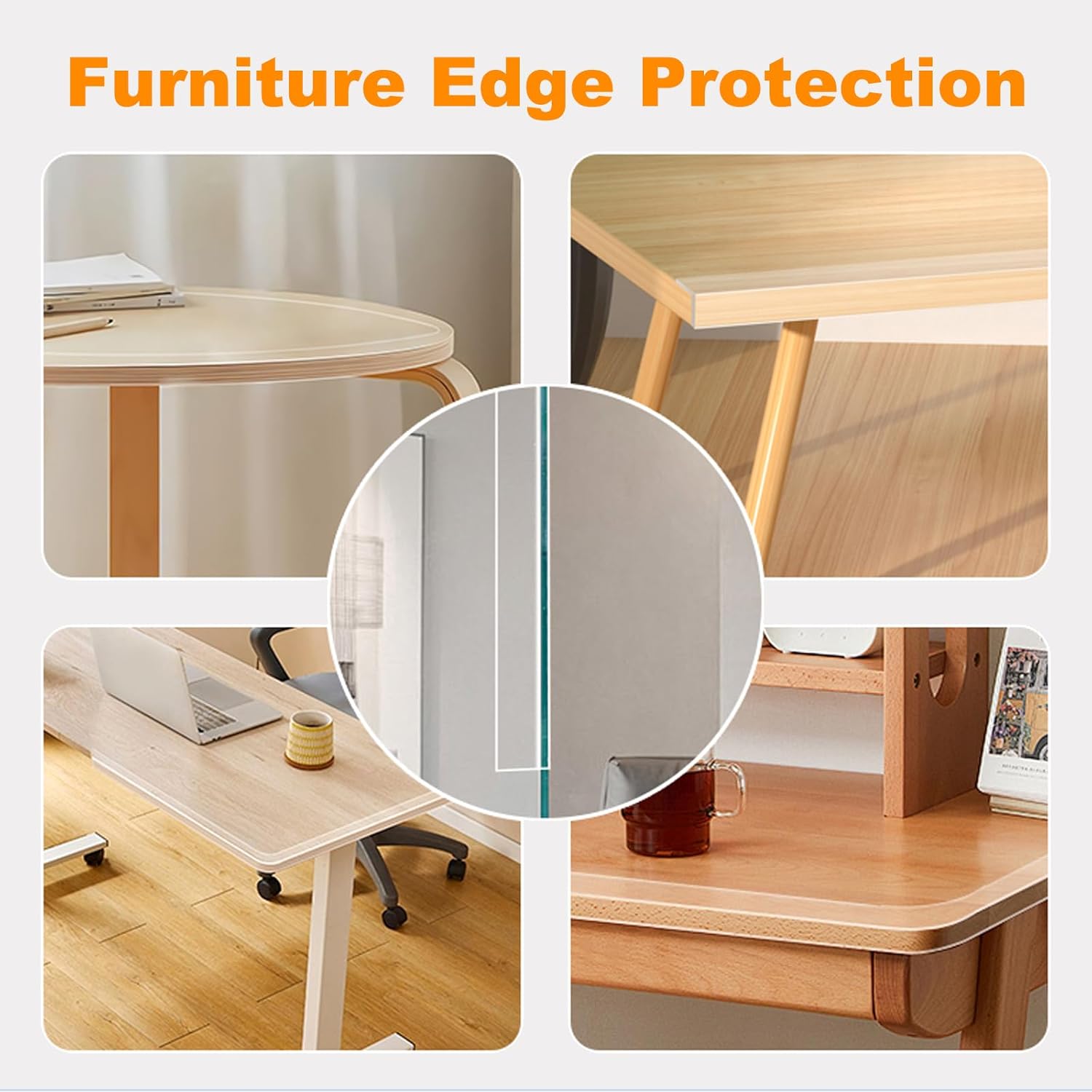 0.8 in x 9.84 FT,3 Pack Clear Soft Corner Protectors for Furniture Strip,Sharp Edge & Table