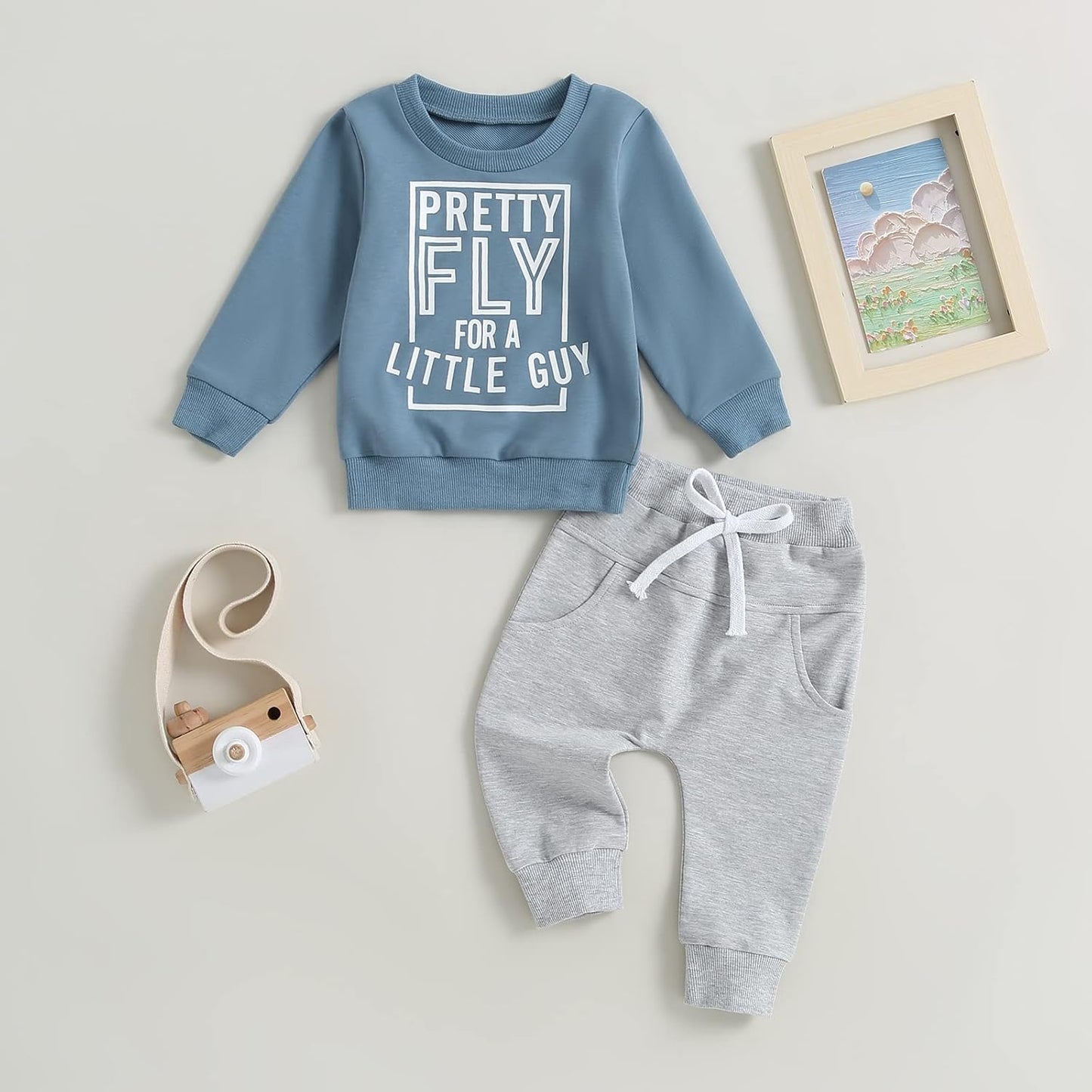 Baby Boy Clothes Fall 6 12 18 24 Months Football Long Sleeve Pullover Tops & Pant Sets Toddler