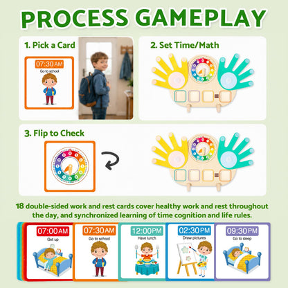 Quliwise 2-in-1 Wooden Math Manipulatives & Teaching Clock Toys