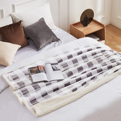 Touchat Sherpa Plaid Twin Blanket 60" X 70", Fuzzy Fluffy Soft Cozy Throw Blanket, Twin Size Plush