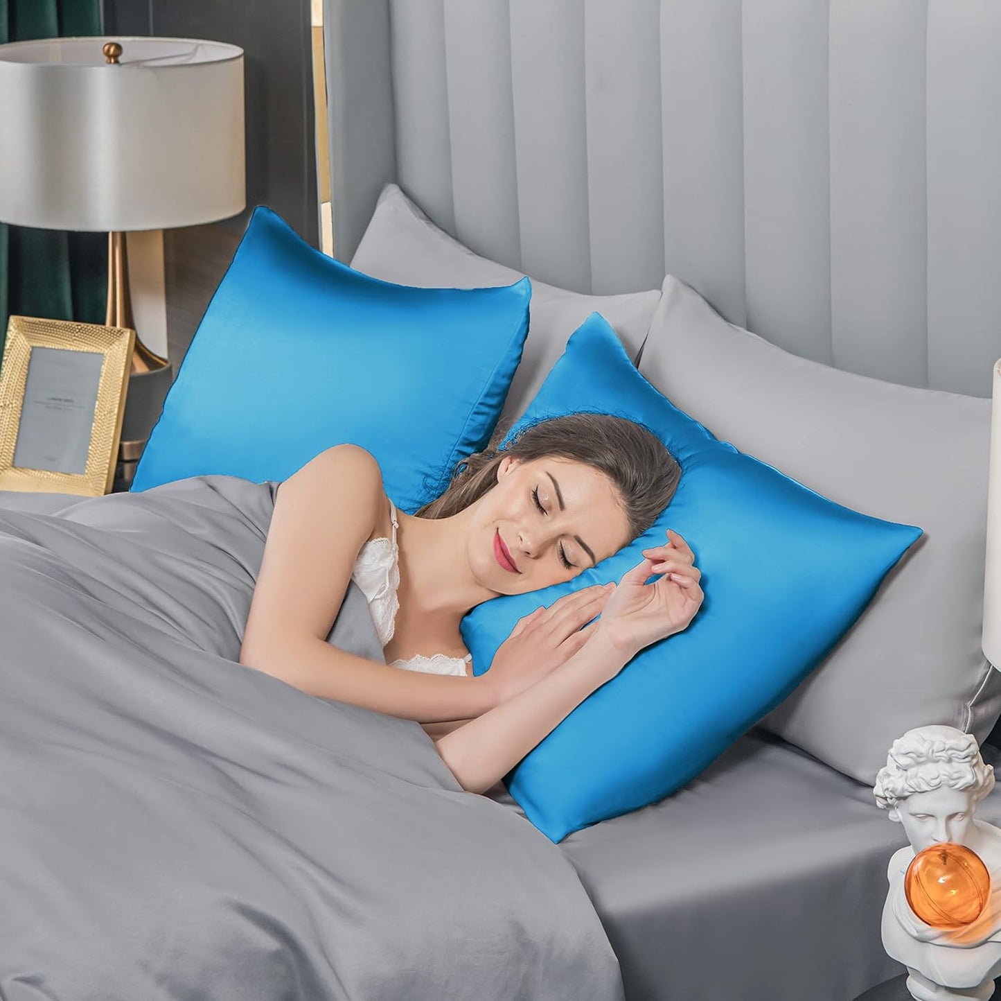 Mulberry Silk Pillowcase for Hair and Skin,Queen Size Cooling Silk Pillow Case with Hidden