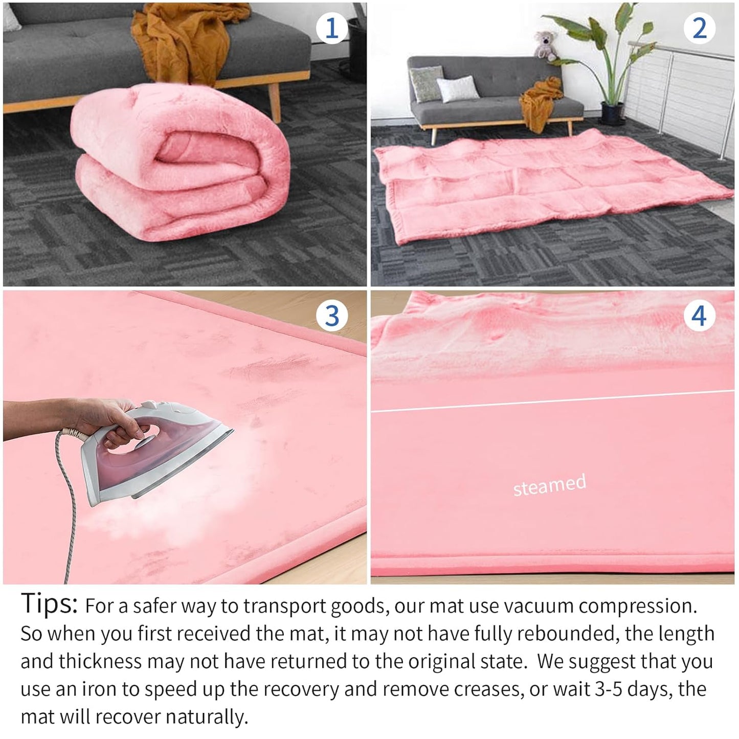 Baby Play Mat for Floor,1.3" Thick Memory Foam Tummy Time Mat for