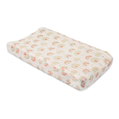 Crane Baby Quilted Changing Pad Cover, 100% Cotton Sateen, 16 X 32, Secure Elastic Fit, Machine