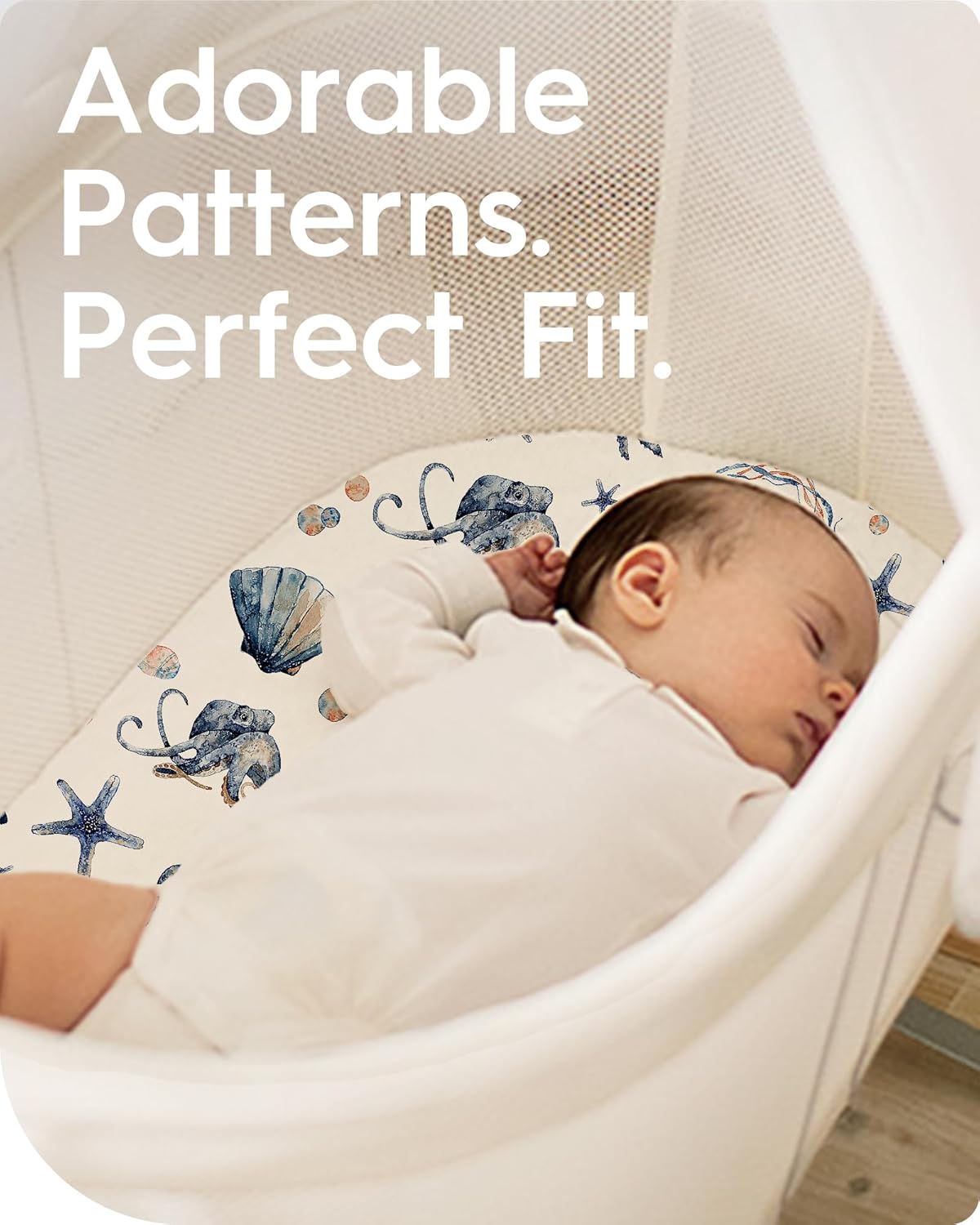Bassinet Sheets for Baby Boy Girl, TotBasic Buttery Soft Universal Bassinet Fitted Sheet