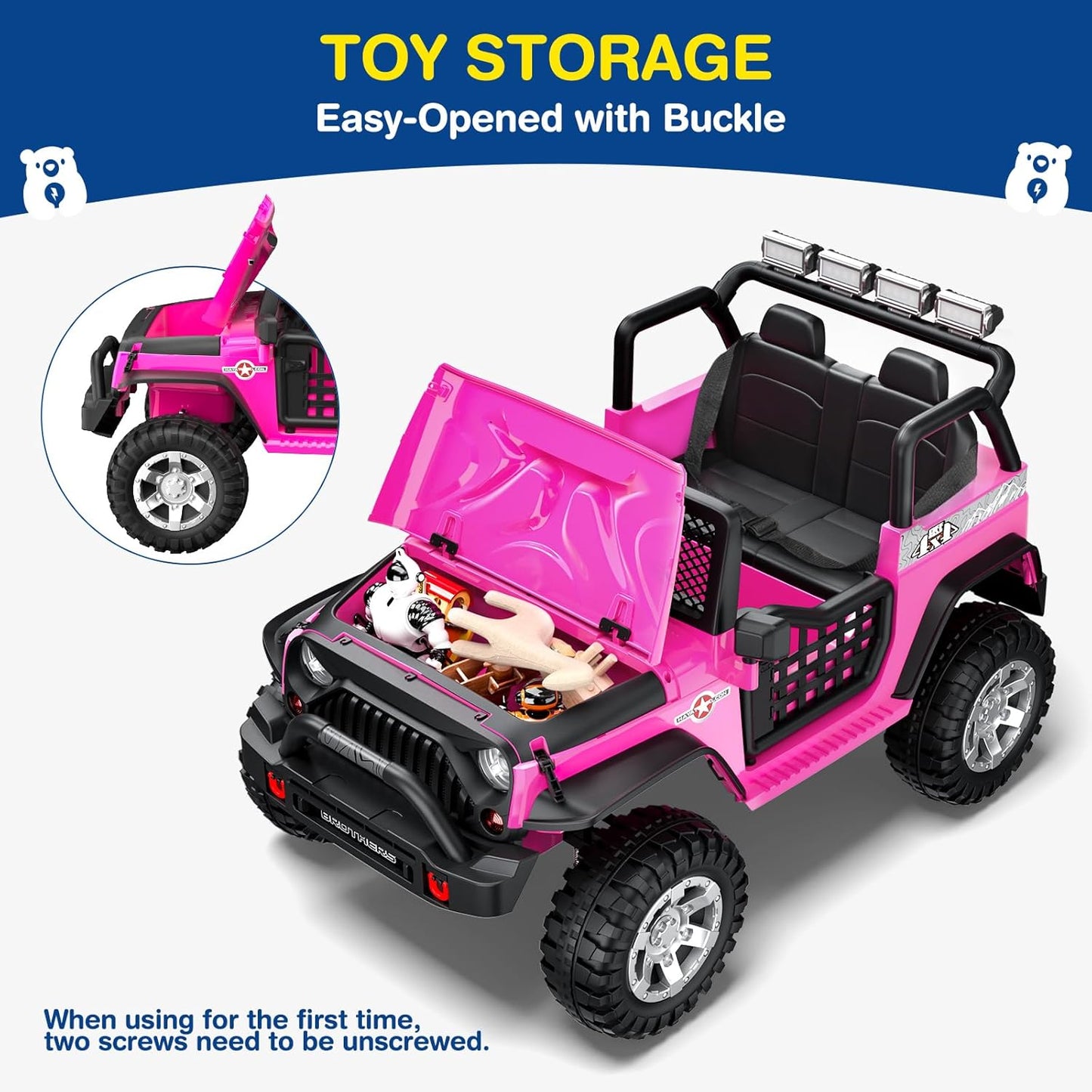 L8 2 Seater Ride On Car, 12V Kids Electric Car w/Remote Control, 4-Wheel Suspension, Bluetooth