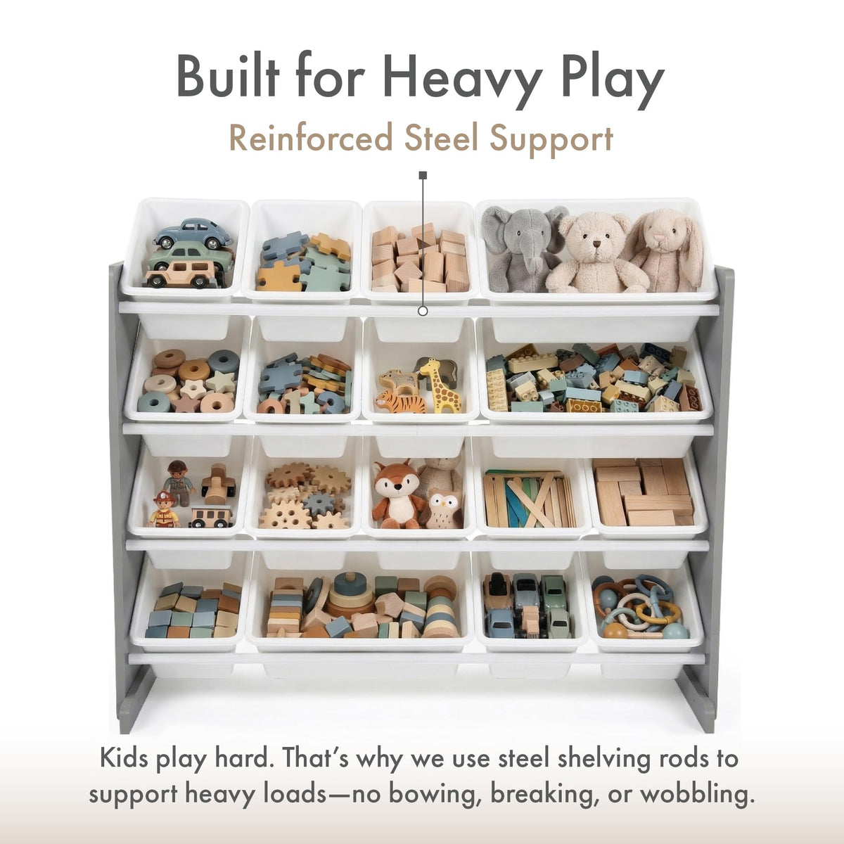 Humble Crew Kids Toy Organizer with 16 Bins, 4 Tier Storage for Playroom