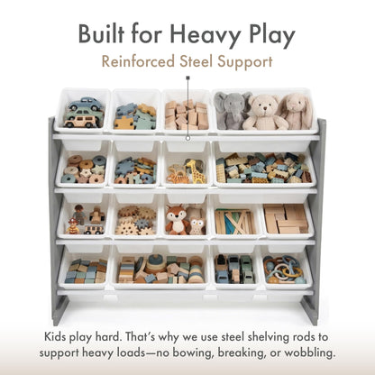 Humble Crew Kids Toy Organizer with 16 Bins, 4 Tier Storage for Playroom
