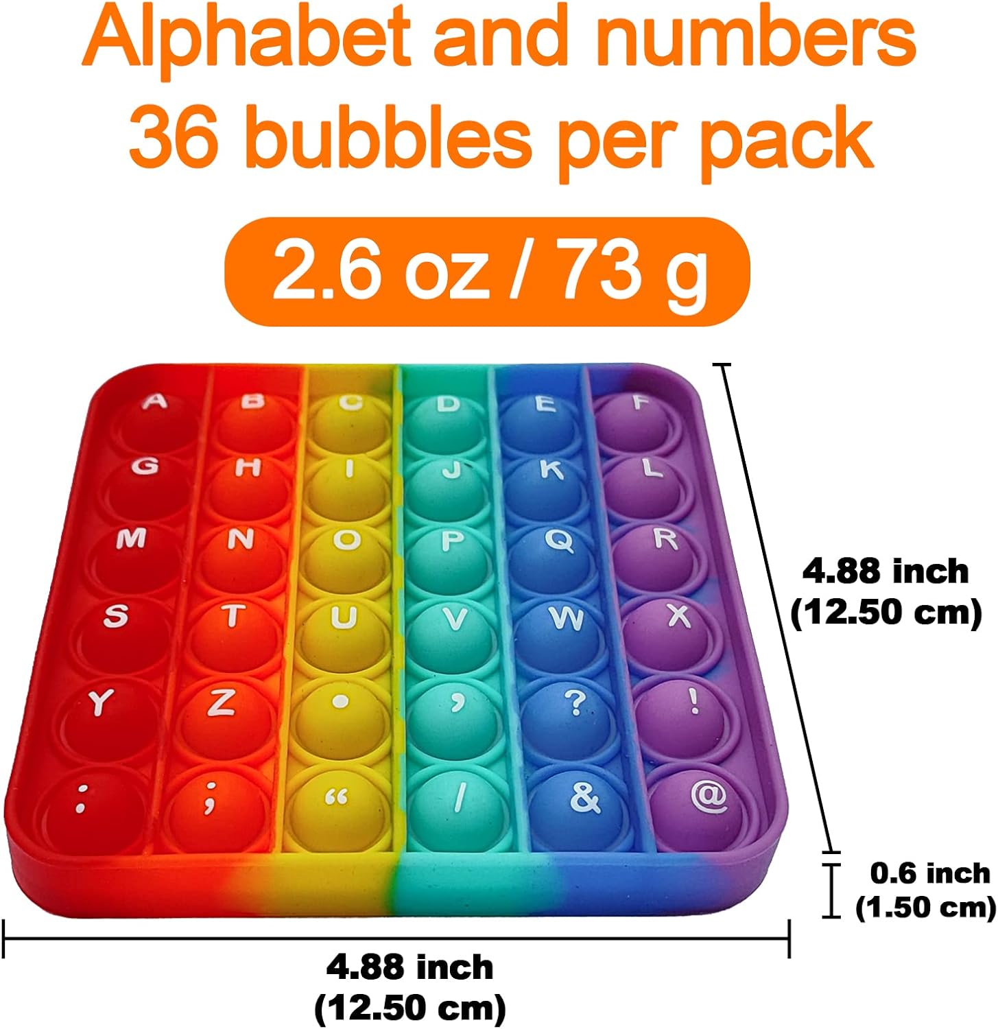 Alphabet Pop Fidget Toy Letters ABC Numbers Learning and Educational Toys Square Sensory Toys