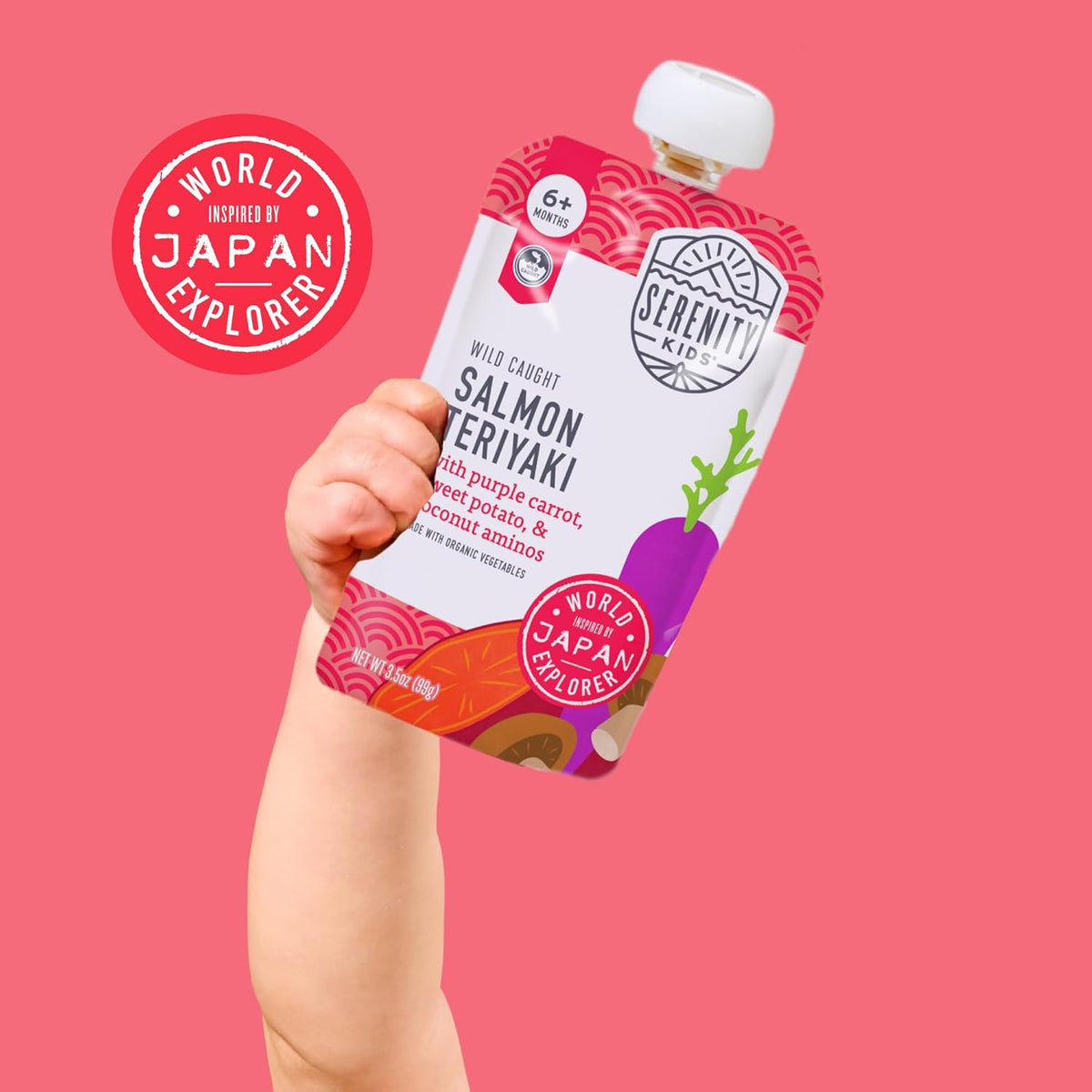 Serenity Kids 6+ Months Salmon Teriyaki Baby Food Puree Pouch - Organic Veggies & Ethically Sourced