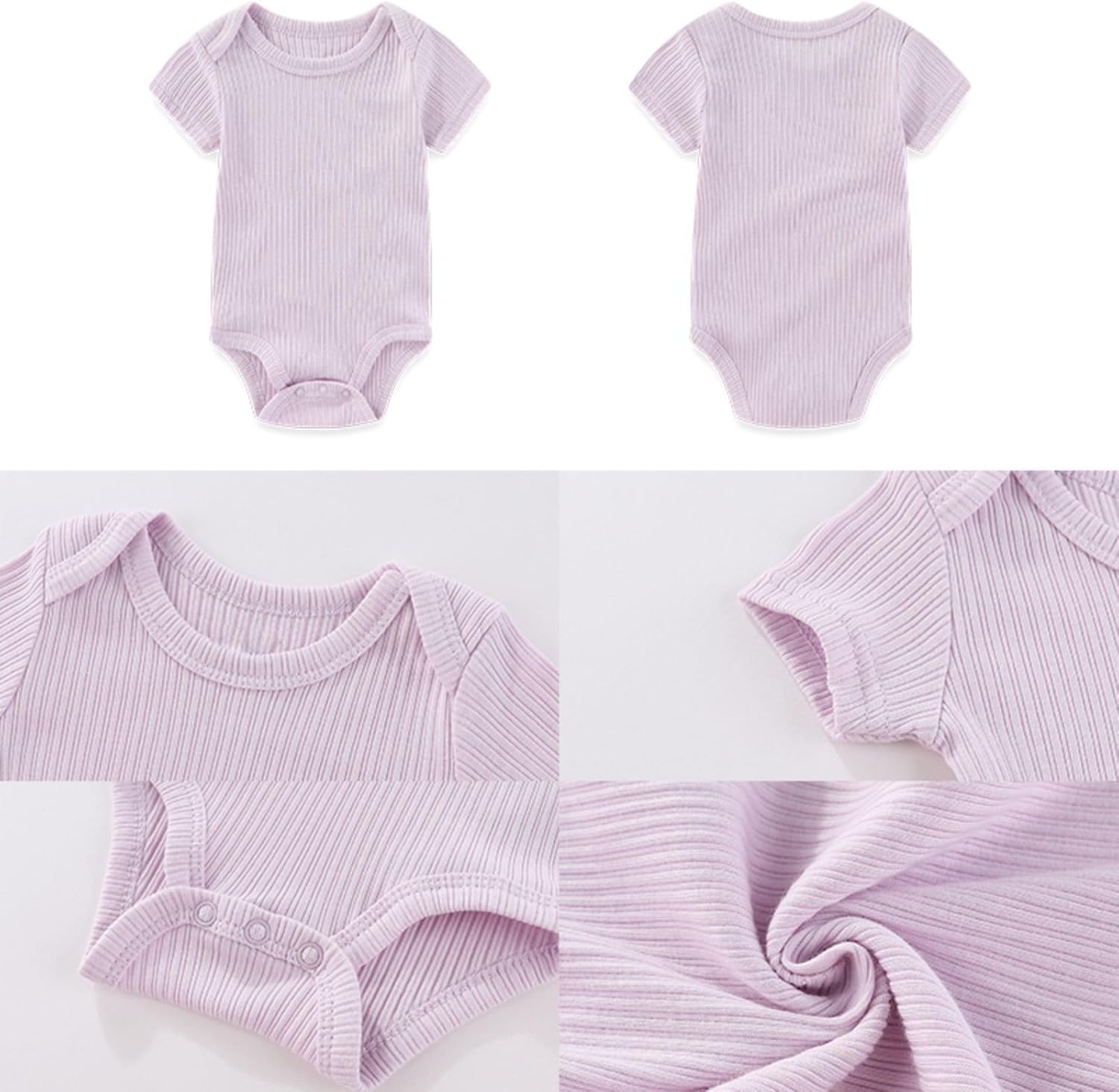 Four Seasons Baby Boy Girl Bodysuits 5-Pack Cotton Comfort Short Sleeve Baby Clothes Soft Infant