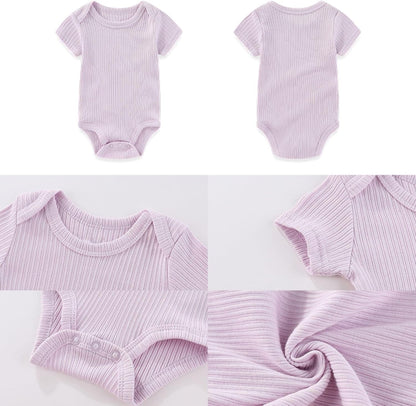 Four Seasons Baby Boy Girl Bodysuits 5-Pack Cotton Comfort Short Sleeve Baby Clothes Soft Infant
