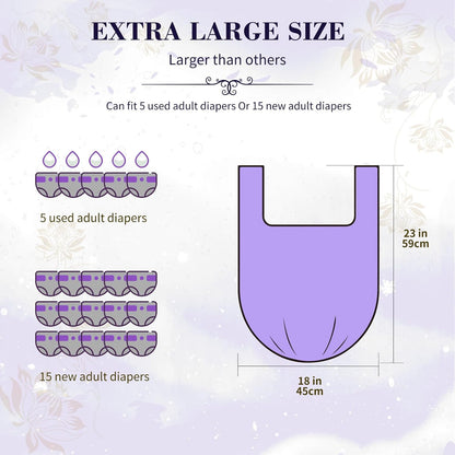 Large Adult Diaper Disposal Bags (18?™’x23?™â€?,96 Pcs, Scented, Elderly Waste Disposal, Baby