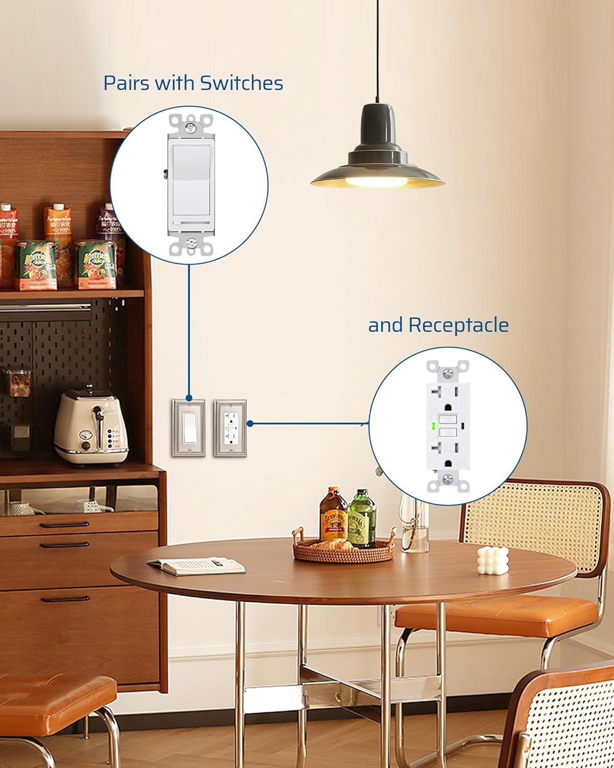 DEWENWILS 4-Pack Metal Wall Outlet Cover, Decorator Wall Plates for Receptacle, GFCI Outlet, Dimmer