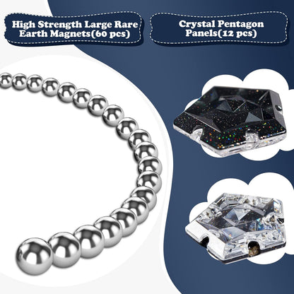 Magnetic Fidget Sphere Magnets Balls - Crystal Black Holographic Glitter - Magnet Fidgets Toy - 12