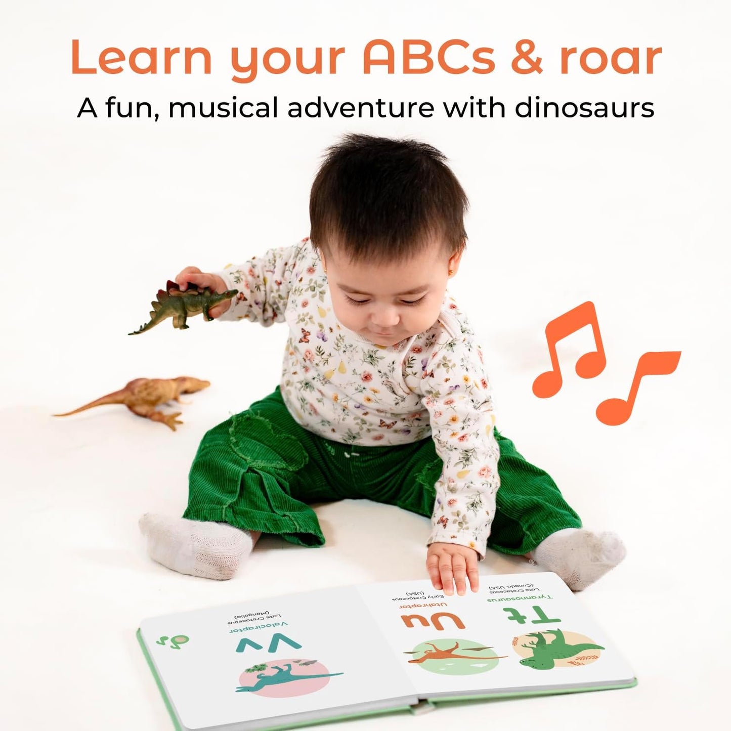 Cali's Books Dinosaur Alphabet Book for Toddlers 1-3 - Learn Dino ABC, Musical Books for Kids