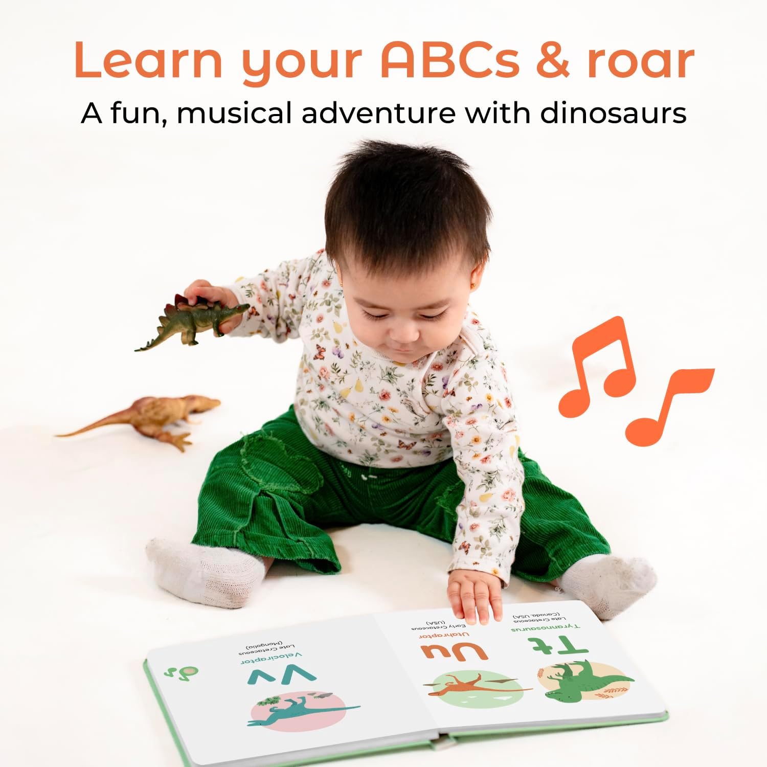 Cali's Books Dinosaur Alphabet Book for Toddlers 1-3 - Learn Dino ABC, Musical Books for Kids