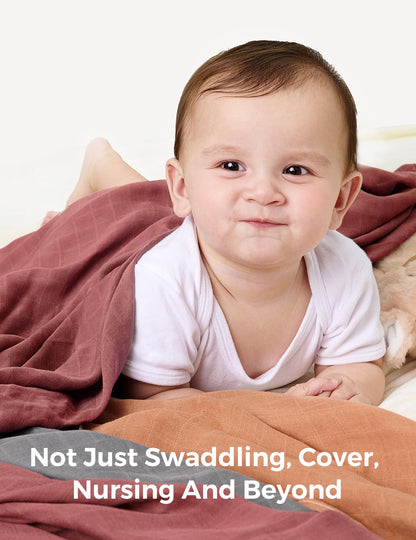 Momcozy Muslin Swaddle Blankets, 4-Pack, Large 47"x47", Breathable