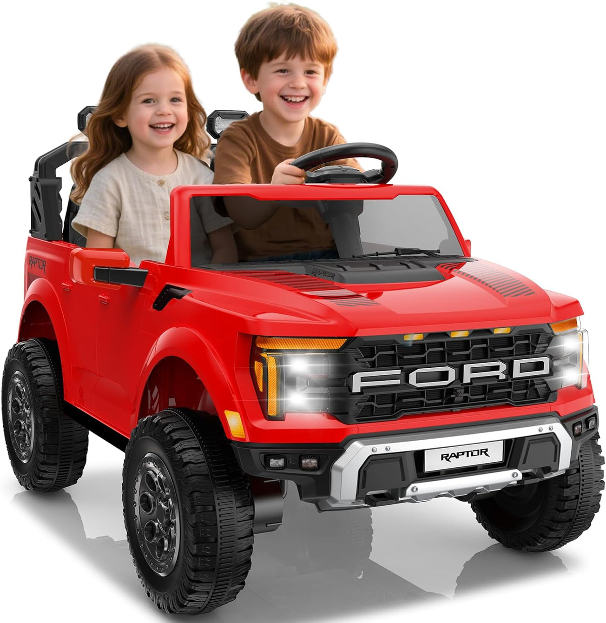 24V Ride on Car Licensed Ford F-150 Raptor, Kids Electric Car with Remote Control, LED