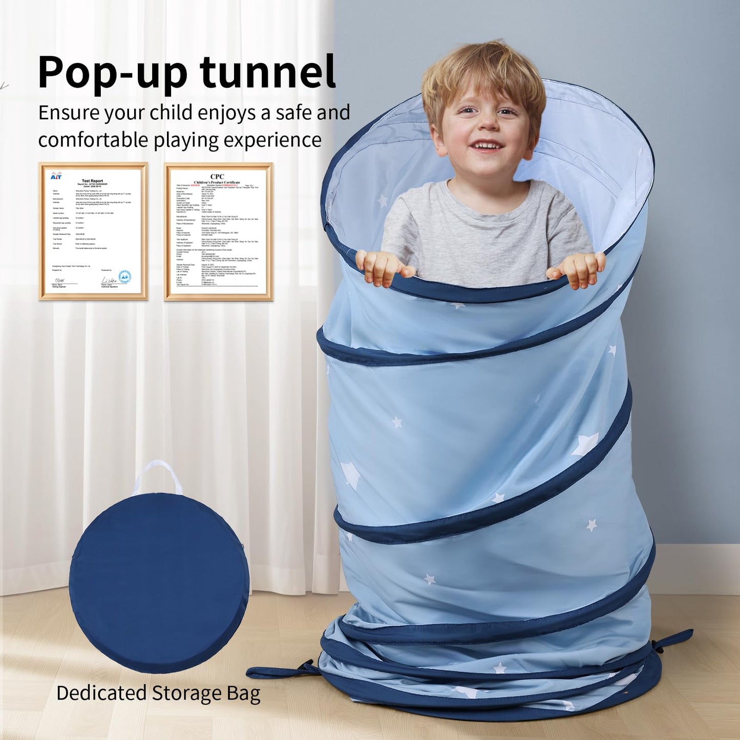 SweHouse Toddler Play Tunnel, 69" x 18" Baby Crawl Tunnel for Toddlers 1-3, Soft Fabric Indoor