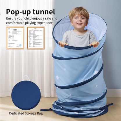 SweHouse Toddler Play Tunnel, 69" x 18" Baby Crawl Tunnel for Toddlers 1-3, Soft Fabric Indoor