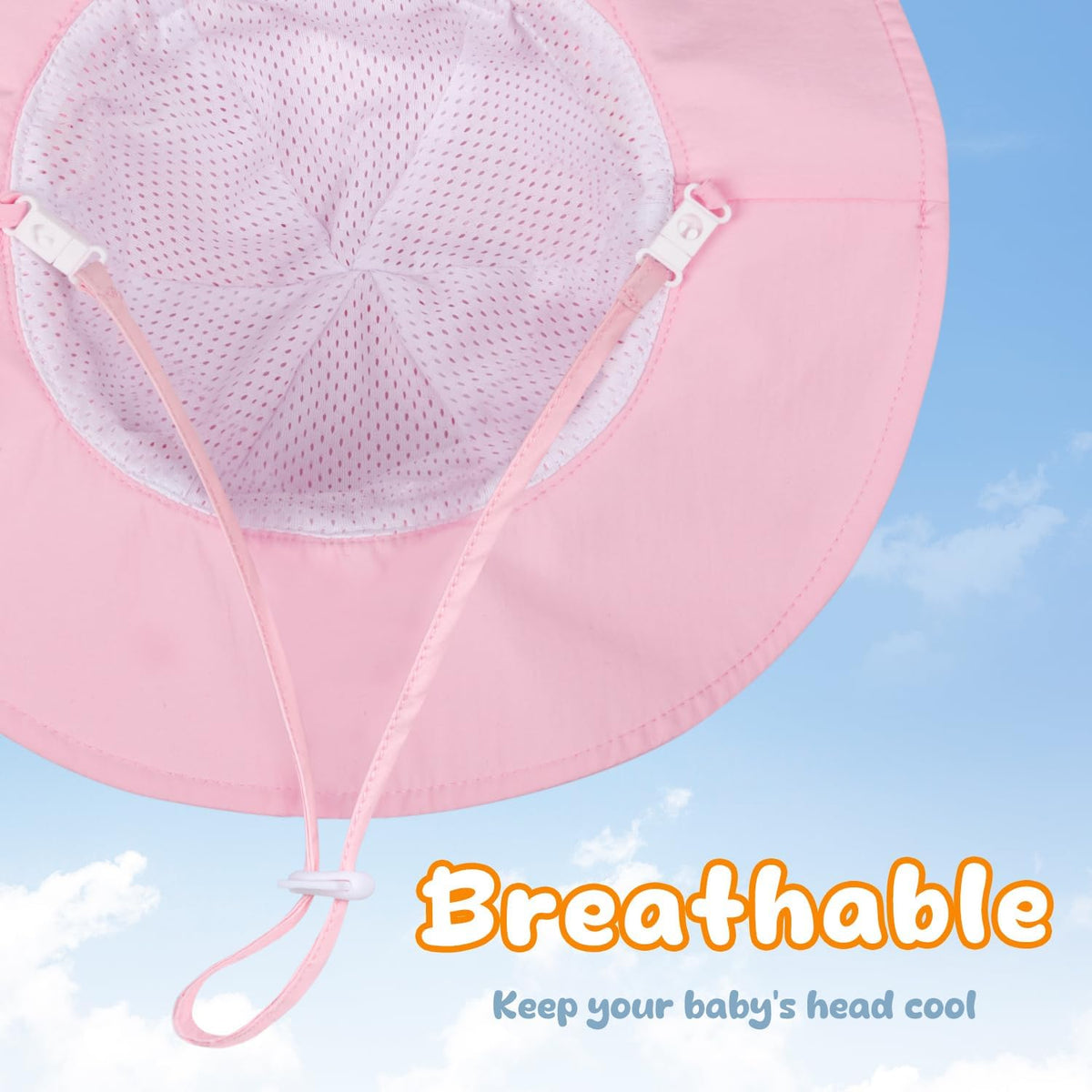 Baby Sun Hat Toddler Girl Beach Hat Adjustable Outdoor Summer Hat UPF 50+ Sun Protection Wide Brim