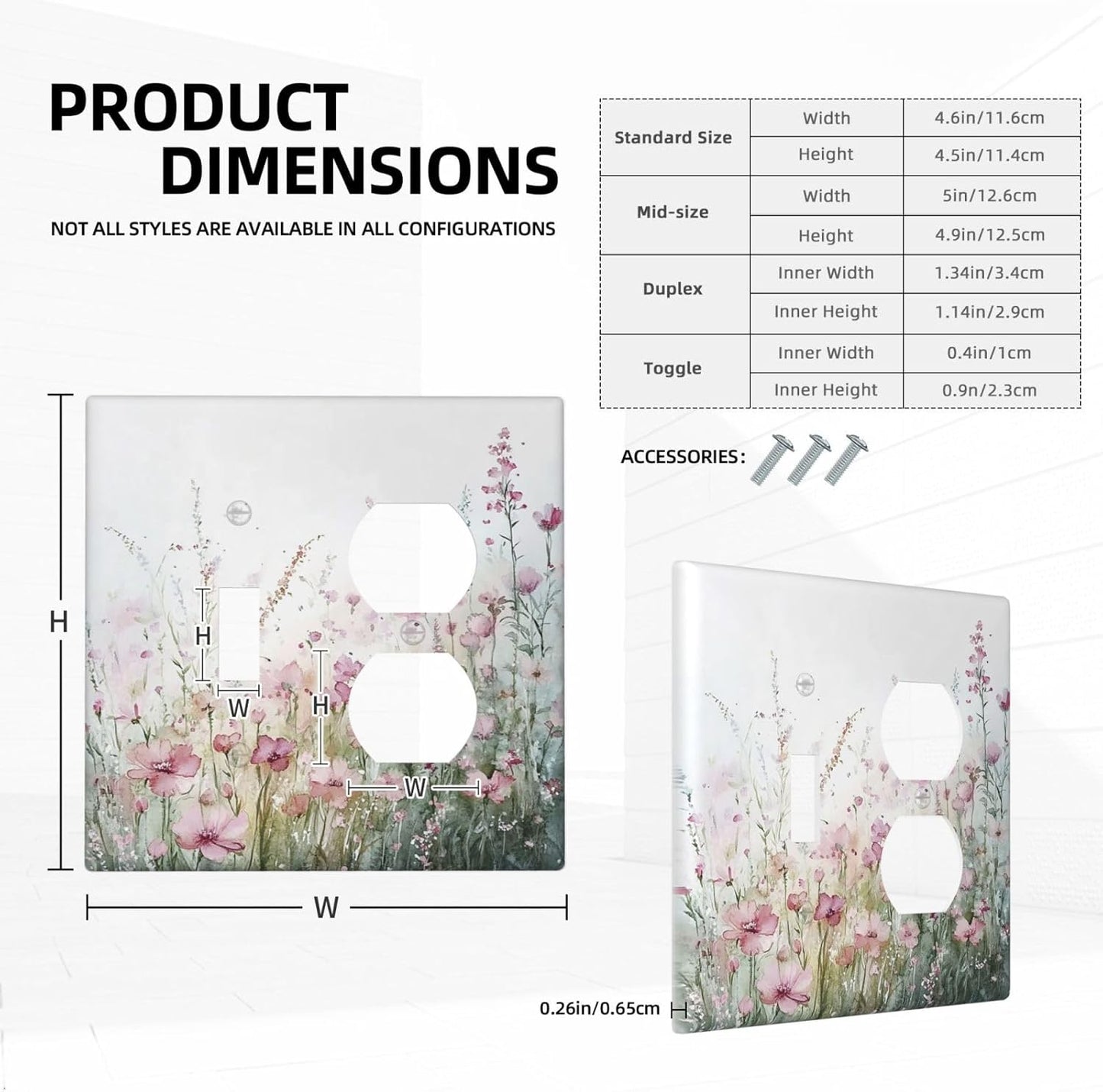 Wallplates Wildflower Botanical Watercolor Floral 1 Toggle 1 Duplex Switch Plate Electrical Gfci