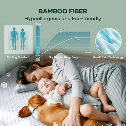 OhGeni 100% Waterproof Mattress Protector, Full -2 Pack, Fitted Sheet with Stretchable Pockets