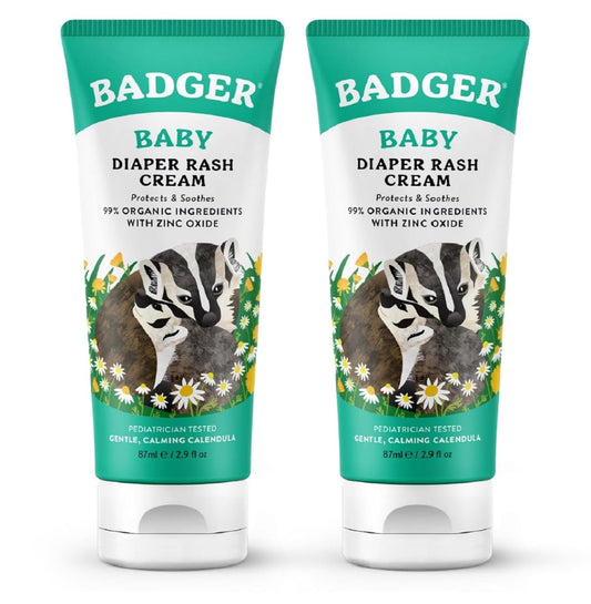 Badger Diaper Cream, 99% Organic Diaper Rash Cream for Baby, Zinc Oxide Ointment w/Soothing