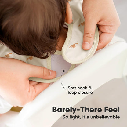 3-Pack Waterproof Baby Bibs for Eating - Lightweight Toddler Feeding Bibs with Large Food Catcher