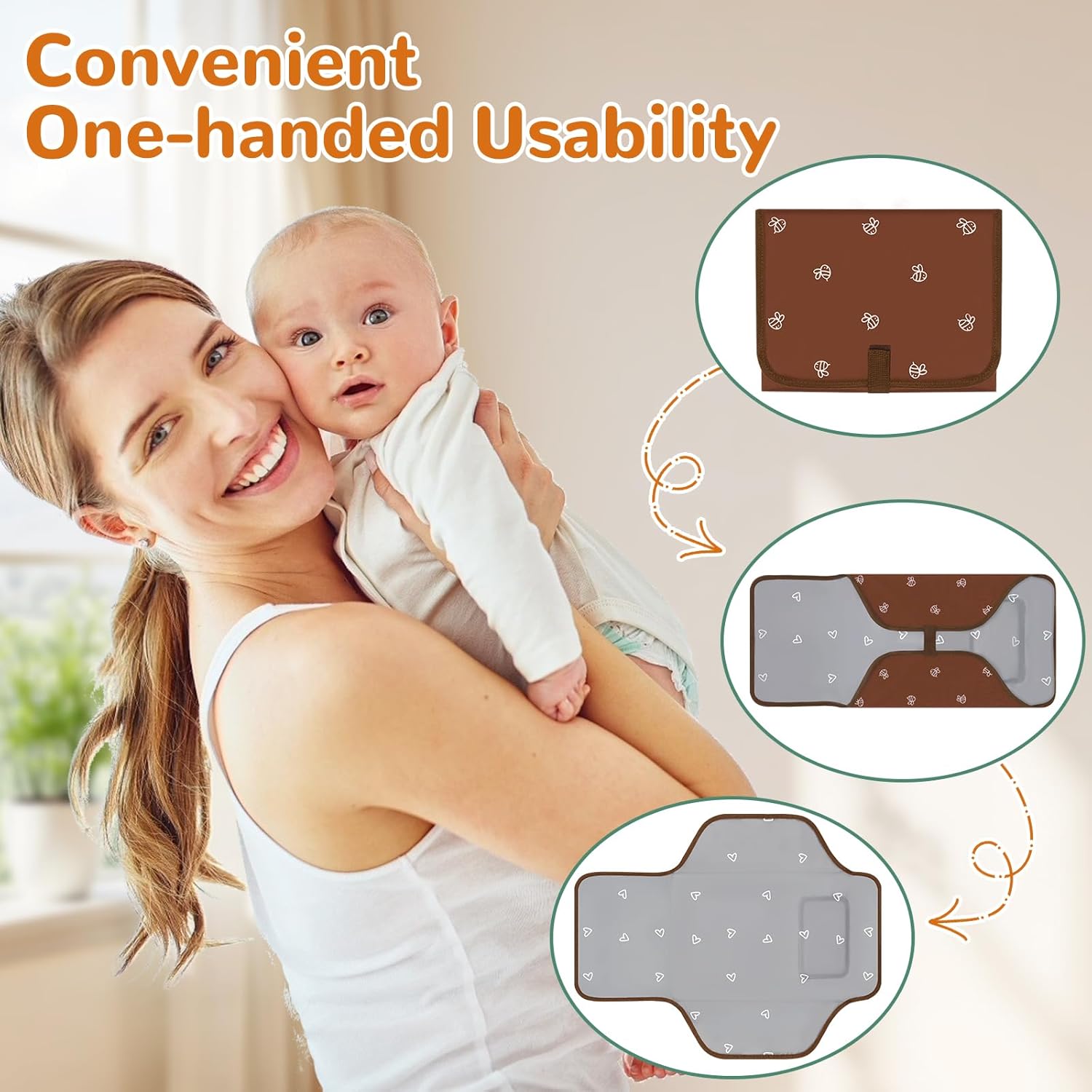 Portable Diaper Changing Pad, Waterproof Baby Changing Mat, Foldable Travel Baby Changing Station