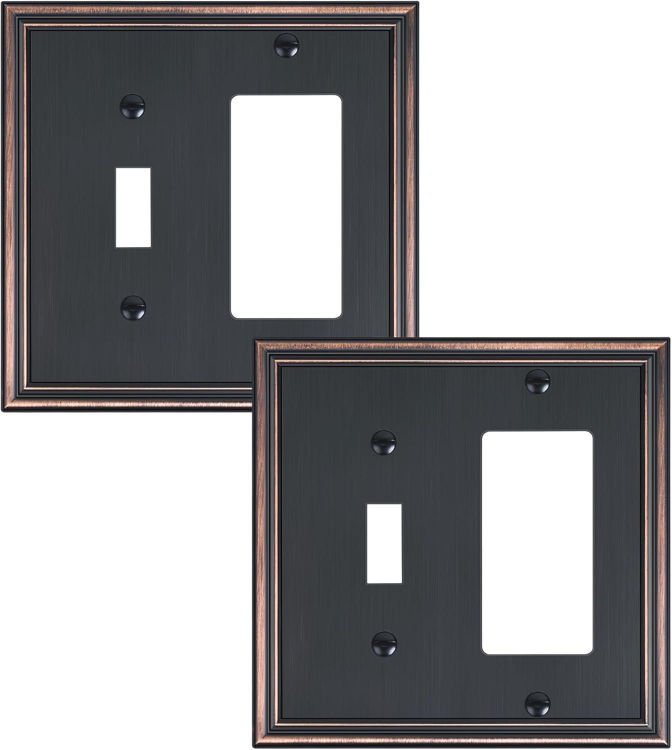 2-Pack Combo Toggle/Decorator Light Switch Cover Plate, Aged Bronze Decorative Electrical Outlet