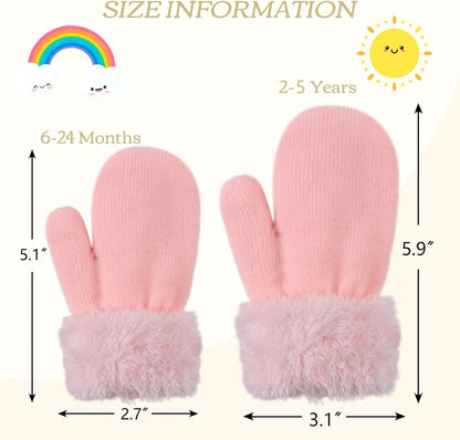 PESAAT Baby Girl Mittens Fleece Toddler Boy Mittens Warm Kids Winter Gloves Unisex Cold Weather