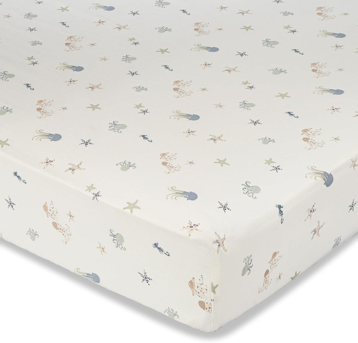 Crane Baby 100% Cotton Animal Nursery Sheet with Jellyfish Design, Neutral Crib Sheets, Fitted