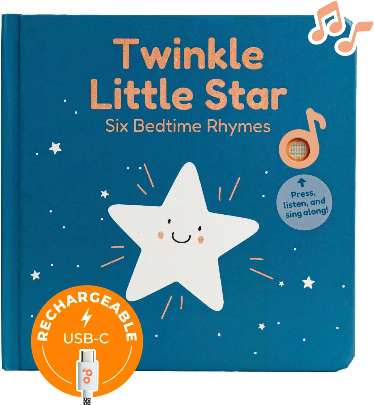 Cali's Books Twinkle Twinkle Little Star – USB-C Rechargeable Musical Book for 1-Year-Old | Sound