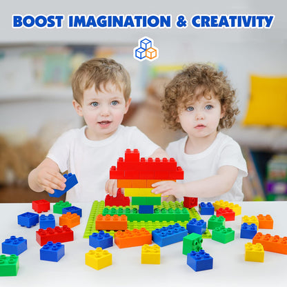 Large Building Blocks for Toddlers Kids Age 2-5, 100 PCS Set with Baseplate