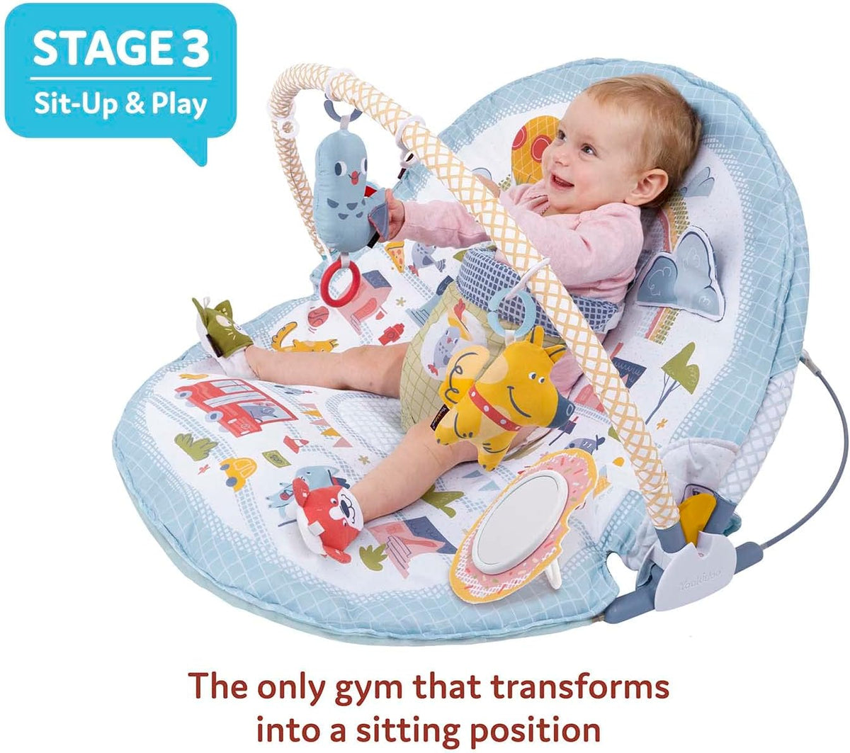 Yookidoo Baby Gym Urban Lay to Sit-Up Playmat. 3-in-1 Newborns Activity Center with Tummy Time