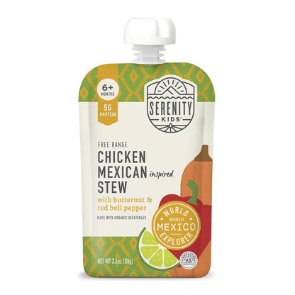 Serenity Kids 6+ Months World Explorers Chicken Mexican Stew Baby Food Pouches - Puree Pouch with